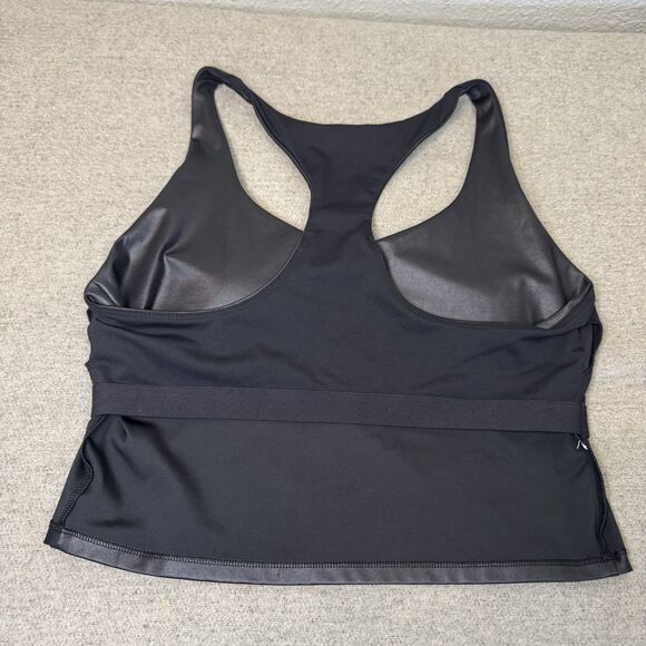Fabletics Tank Women L Black Shark Skin Cropped Built In Bra Active Outdoor Gym - Picture 5 of 7